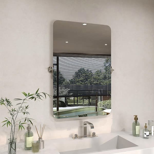 Solvix 24 in. W x 36 in. H Rectangular Framed Tilt Wall Mount Bathroom Vanity Mirror in Chrome