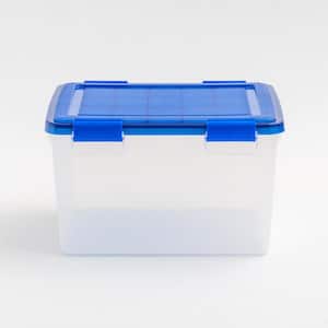 11.5 Gal. WeatherPro Clear Plastic Storage Box with Blue Lid (4-Pack)