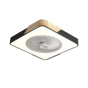 22 in. Modern Integrated LED Indoor Square Black Flush Mount Invisible Acrylic Blades Ceiling Fan with Light