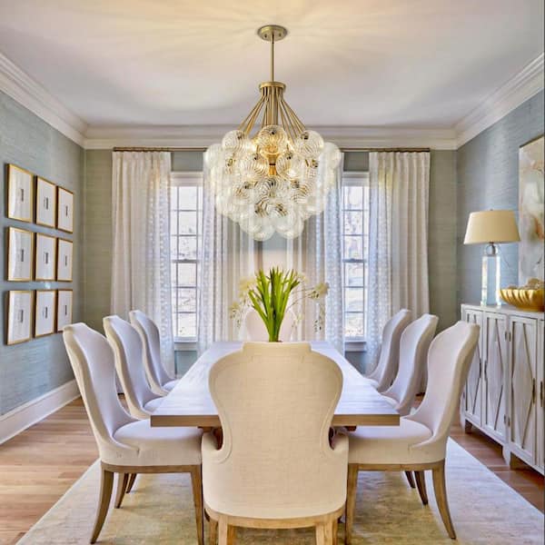 Newlin 12-Light Mid-Century Modern Gold Sputnik Chandelier with Textured Glass Globe Accents