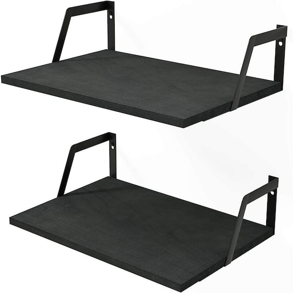 Cubilan 16.5 in. W x 11.8 in. D Black Wood Composite Decorative Wall Shelf, Floating Shelves Wall Mounted Set of 2