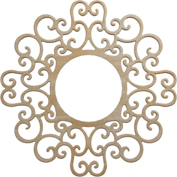 Ekena Millwork 16 in. x 16 in. x 1/4 in. Reims Wood Fretwork Pierced Ceiling Medallion, Hickory