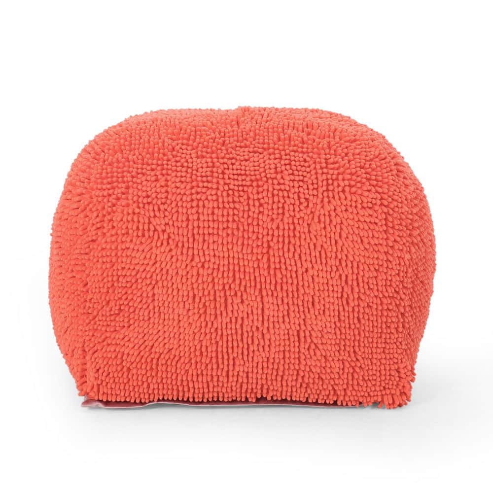 Coral Microfiber Square Cube Ottoman