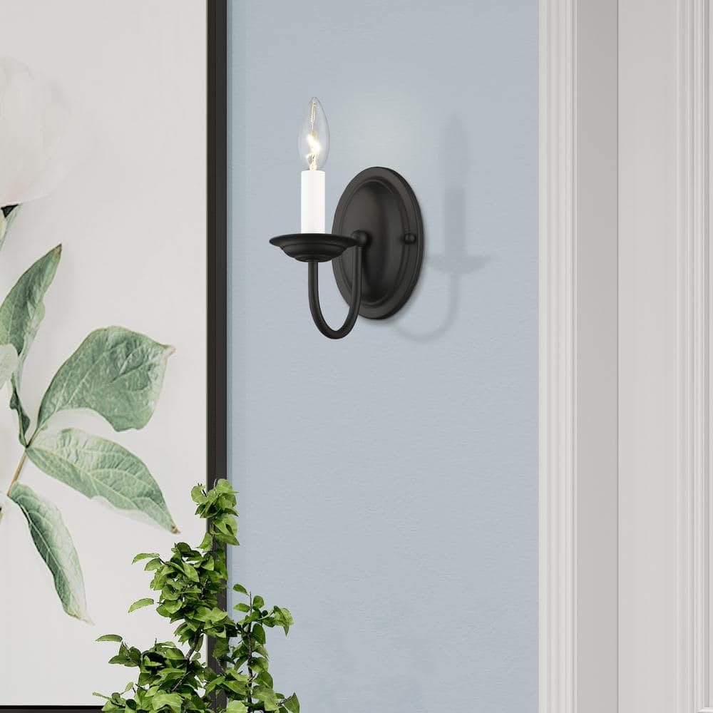 Sleek Black Dimmable Vanity Wall Sconce, Direct Wired, 7" Height