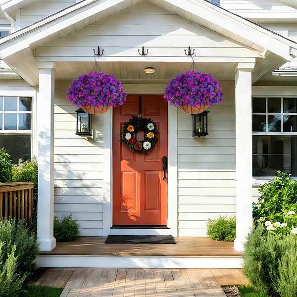 20.5 in. Dark Purple Fuchsia Indoor/Outdoor Hanging Artificial