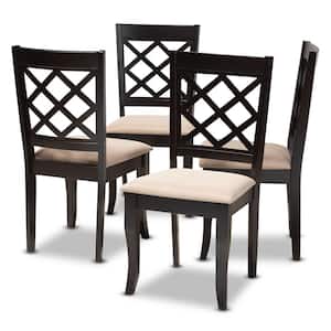 Verner Sand and Espresso Fabric Dining Chair (Set of 4)