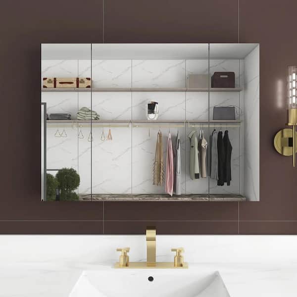 Boosicavelly 36 in. W x 26 in. H Rectangular Aluminum Medicine Cabinet with Mirror