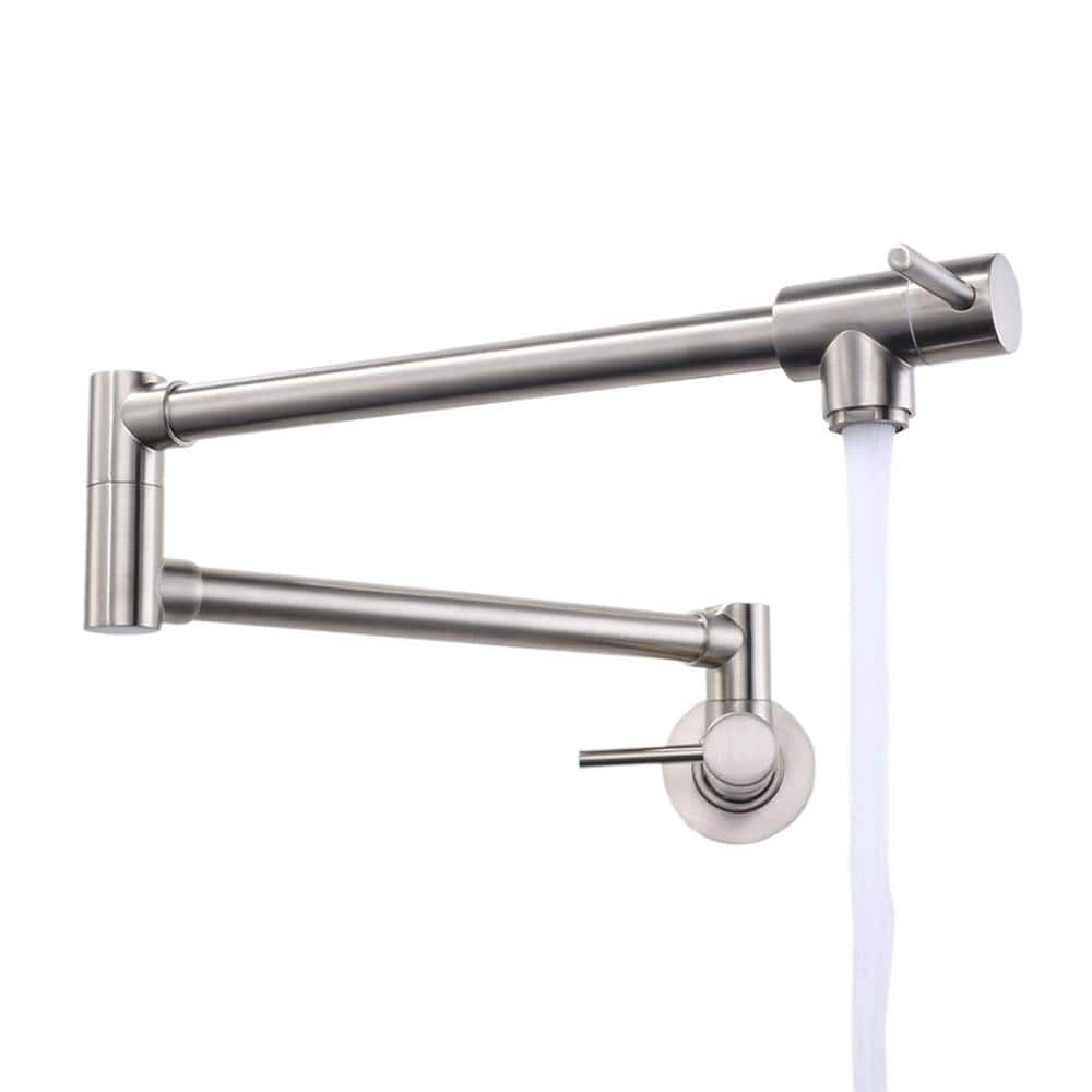 Contemporary Wall Mount Pot Filler In Arctic Stainless, 53% OFF