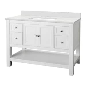 Gazette 49 in. W x 22 in. D Vanity Cabinet in White with Engineered Marble Vanity Top in Snowstorm with White Sink