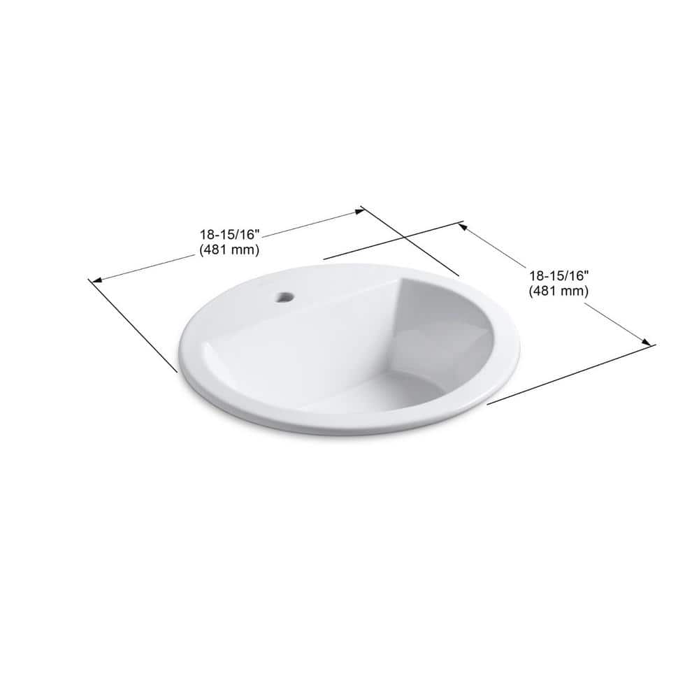 Bryant Ceramic Circular Drop-In Bathroom Sink with Overflow
