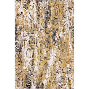Aideen Modern Snake Patterned Beige 4 ft. x 6 ft. Area Rug