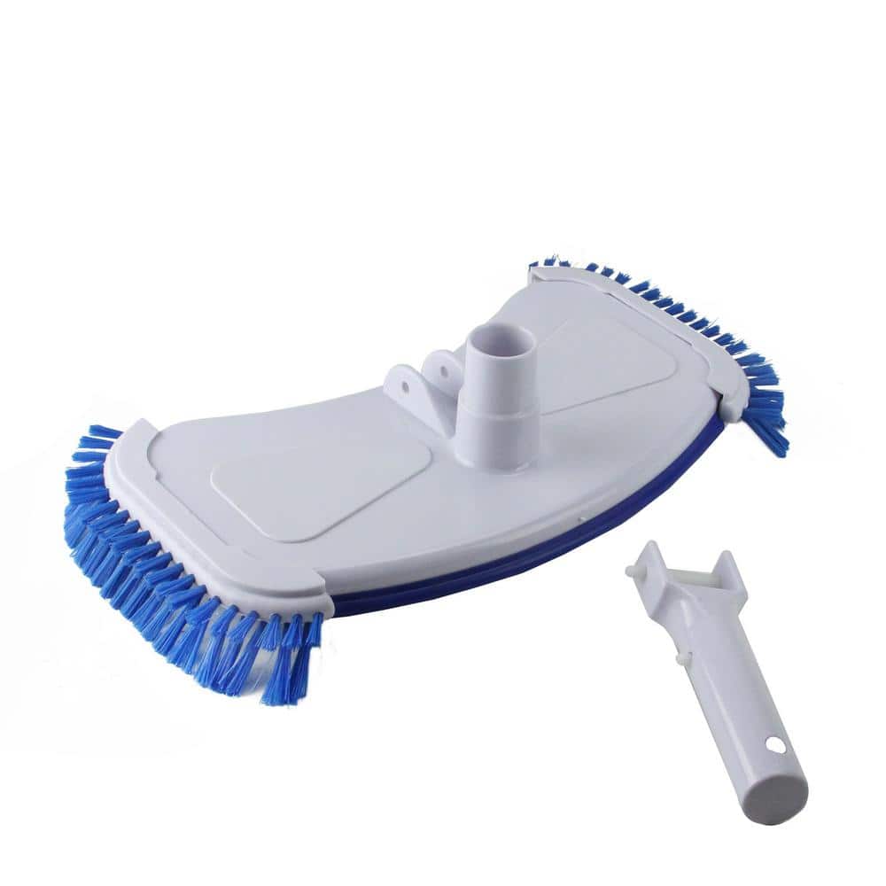 Blue and White Cast Iron Weighted Pool Vacuum Head with Side Brushes