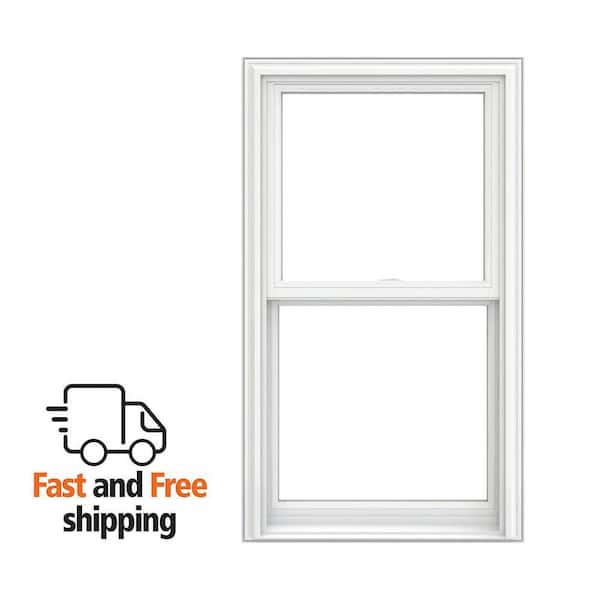 V-2500 Series 27.75 in. x 65.5 in. Double Pane Double Hung Vinyl Low-E White Pocket Frame Replacement Window