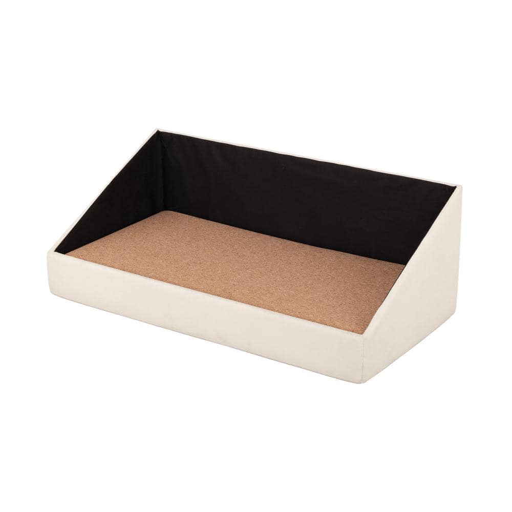 Cream and Cork Fabric Storage Trunk Ottoman with Cushion Top