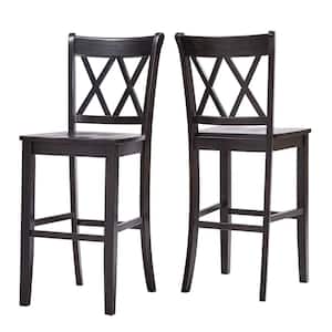 Antique Black Double X-Back Bar Height Chairs (Set of 2)