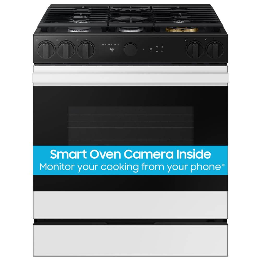 Samsung 6.0 Cu. Ft. White Glass Smart Gas Range with Griddle