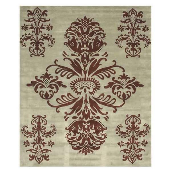 EORC Green 8 ft. 9 in. x 11 ft. 9 in. Hand-Tufted Wool/Viscose Contemporary Ladan Rug Area Rug