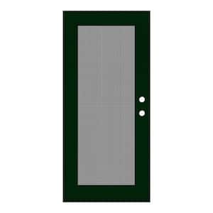 Full View 32 in. x 80 in. Right-Hand/Outswing Forest Green Aluminum Security Door with Meshtec Screen