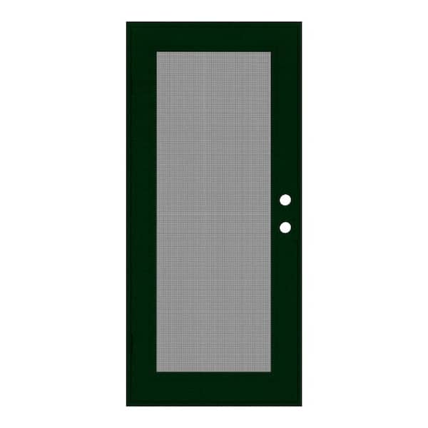 Unique Home Designs Full View 32 in. x 80 in. Right-Hand/Outswing Forest Green Aluminum Security Door with Meshtec Screen