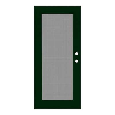 Full View 36 in. x 80 in. Right-Hand/Outswing Forest Green Aluminum Security Door with Meshtec Screen