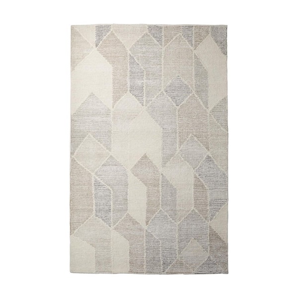9 ft. x 12 ft. Beige, Gray, Ivory Geometric Washable Area Rug