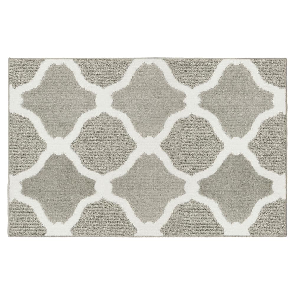 Laura Ashley Arietta Vintage Bohemian Quatrefoil Trellis Light Gray/White 3 ft. x 5 ft. Indoor