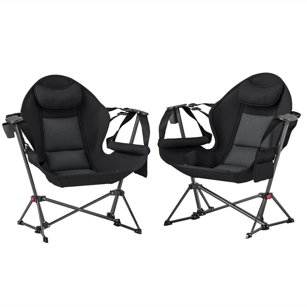 Hammock Camping Chair Set of 2, Adjustable Back Folding Rocking Chair with 