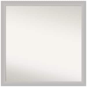 Low Luster Silver 28.5 in. x 28.5 in. Non-Beveled Modern Square Wood Framed Wall Mirror in Silver