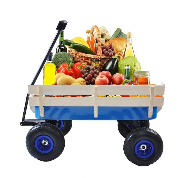 Xzkai 3 cu. ft. Steel Garden Cart, Blue