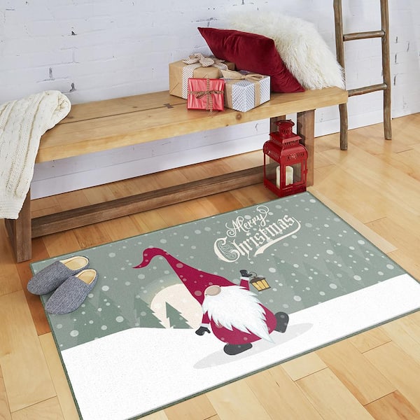Christmas Doormat Xmas Gnome Tree Decorative Mat Non Slip Washable Winter  Door Mat For Indoor Outdoor Bathroom Kitchen
