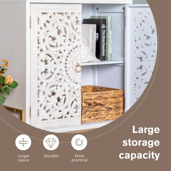 PHI VILLA Accent Cabinet With Doors Small Buffet Sideboard