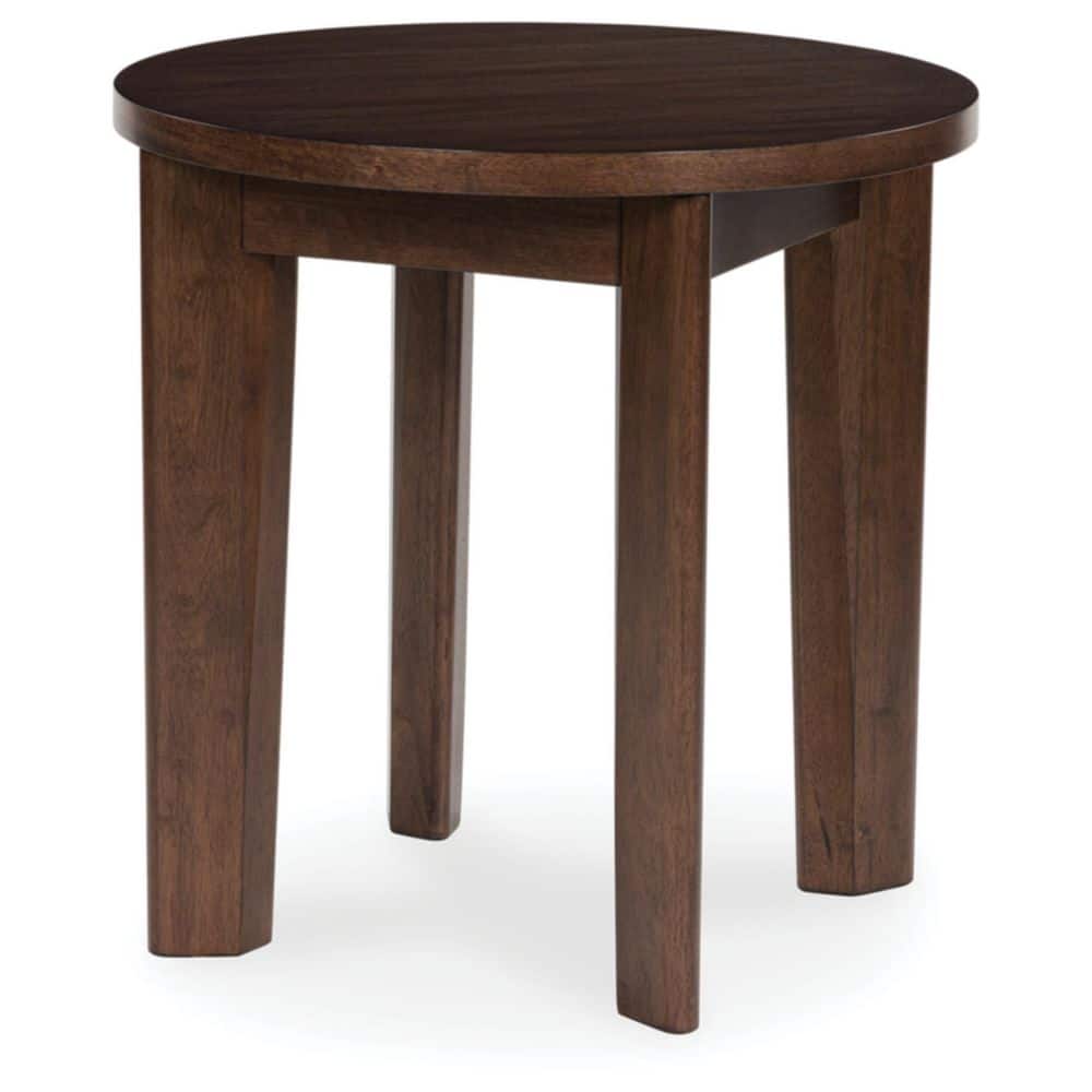 Korestone 26" Round Dark Brown Wood End Table
