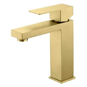 Contemporary Single Handle Single Hole Bathroom Faucet with Supply Hose in Brushed Gold(1 Size)