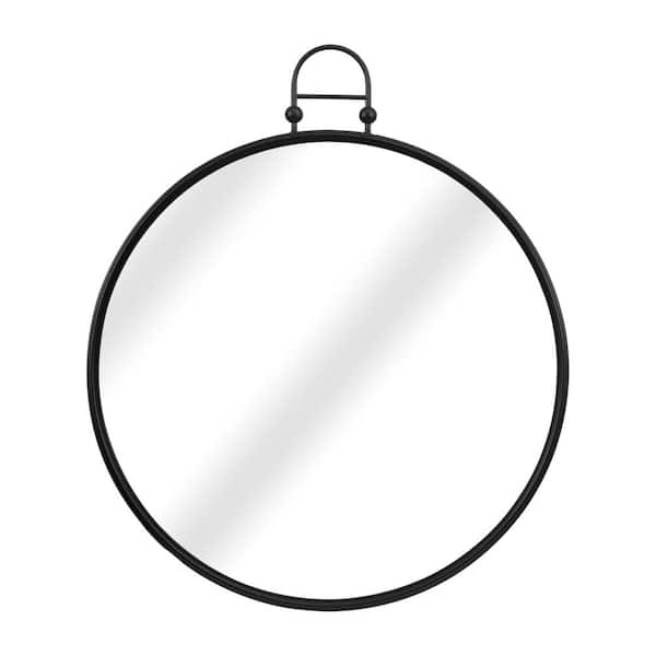 Liv & Skye Black 31 in. x 36 in. Modern Round Metal Hoop Framed Mirror