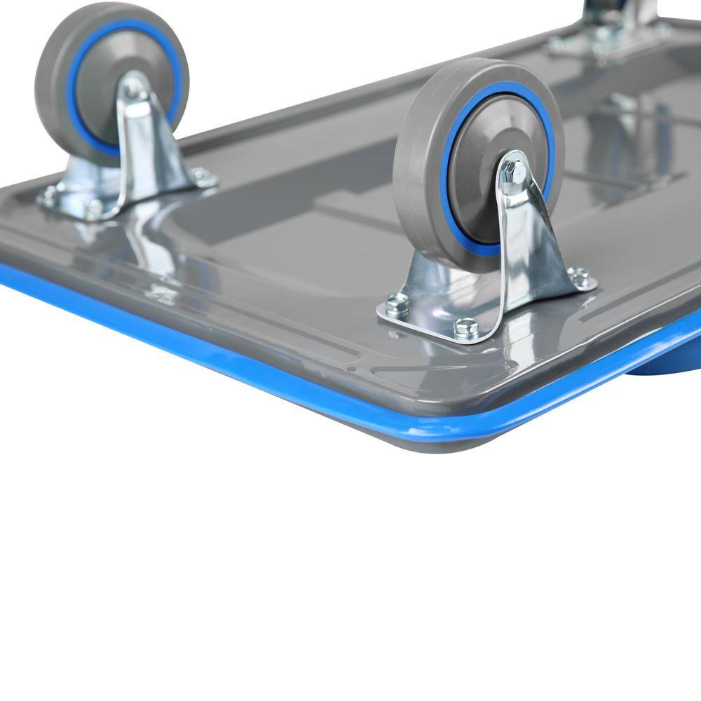 Blue Steel Foldable Platform Truck with Handle and 660 lb Capacity