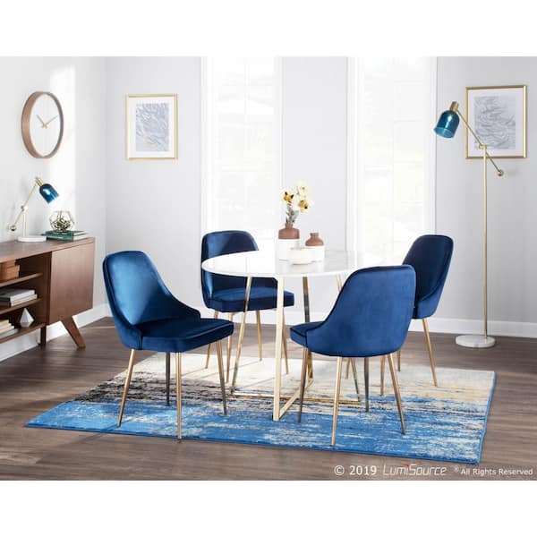 Lumisource Cosmo Round Dining Table In, Round Dining Table With Navy Blue Chairs