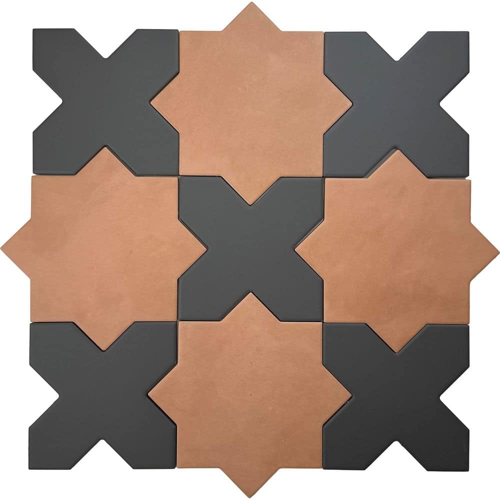 Apollo Tile Seville 7 in. x 12 in. Terracota Star and Graphite