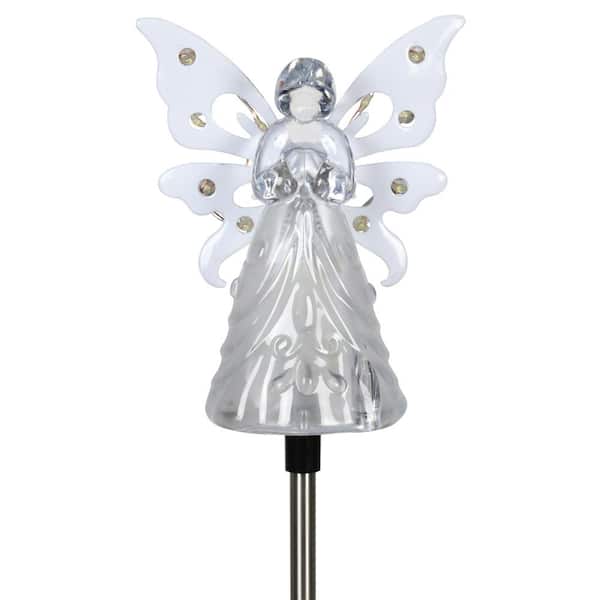 Exhart Solar Angel 2.82 ft. White Plastic Garden Stake