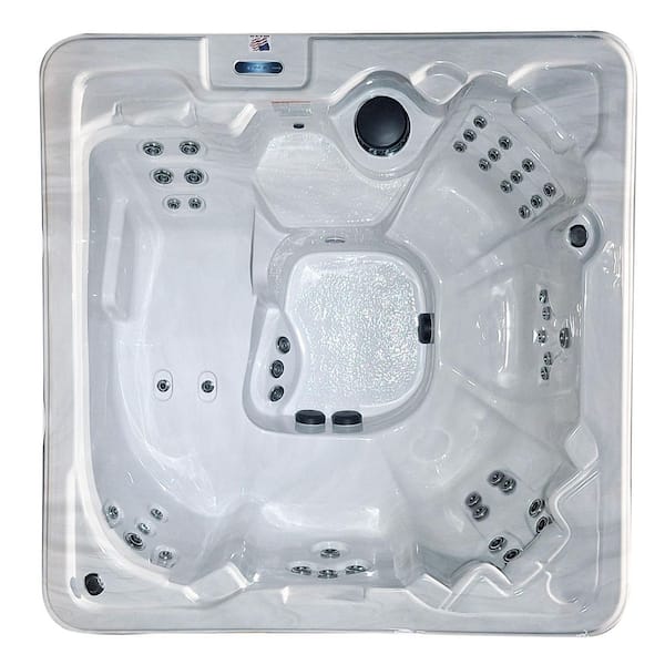 Corsica 7-Person Lounger 47-Jet Standard Hot Tub with Ozonator LED Light, WOW Sound System and Hardcover