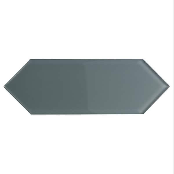 Giorbello Slate 3 in. x 9 in. Hexagon Glass Subway Tile Sample