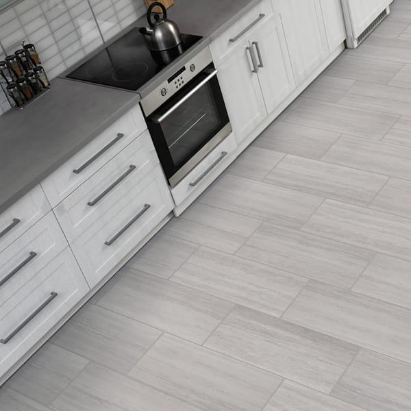 Florida Tile Home Collection Silver Sand 12 in. x 24 in. Matte Porcelain Floor and Wall Tile Sample (1.94 Sq. ft./Piece), Gray/Matte