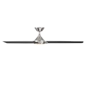 Zelda 60 in. Integrated LED Indoor/Outdoor 3-Blade Smart Ceiling Fan Brushed Nickel/Matte Black with 3000K and Remote