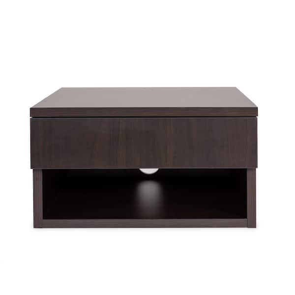 JONATHAN Y Ettore Nachttisch Schwebend – Mit Soft-Close-Schublade, Kabelloch & Offenem Regal