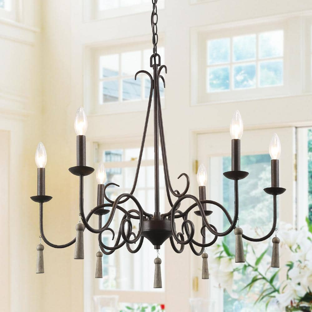 LNC Modern Farmhouse Dining Room Chandelier 6-Light Vintage Bronze ...