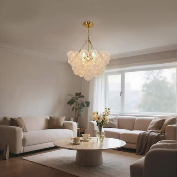 Bubble chandelier ゴールド LED対応 Emeritpro Gold LED Bubble Glass Integrated LED Chandelier with