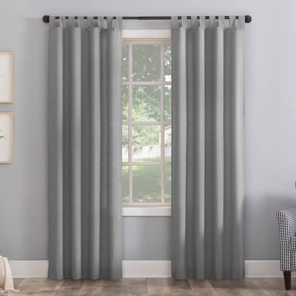 Sun Zero Jacob Heathered Texture Silver Gray Polyester 40 in. W x 63 in. L Tab Top Light Filtering Curtain (Single Panel)