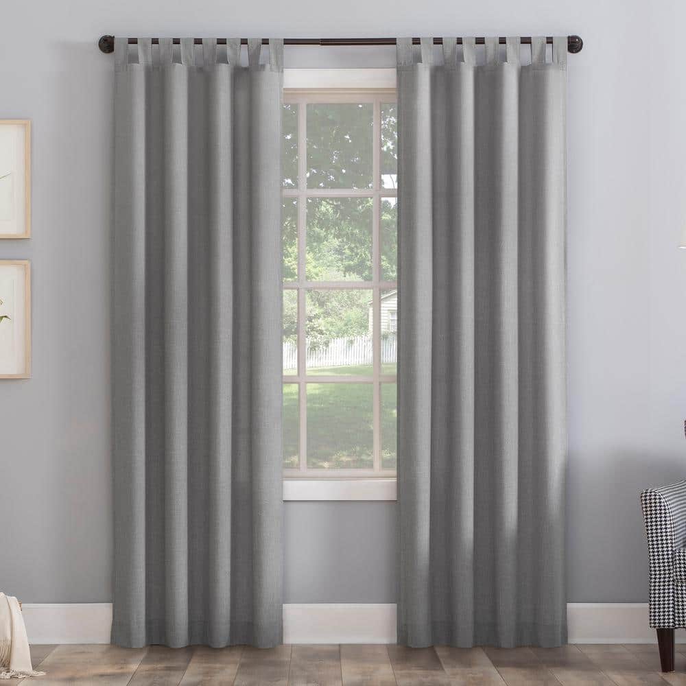 Silver Gray Heathered Texture Tab Top Sheer Curtain Panel
