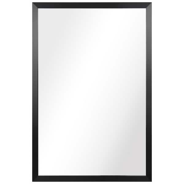 Empire Art Direct 30 in. x 20 in. Contempo Rectangle Brushed Black Stainless Steel Framed Wall Mirror