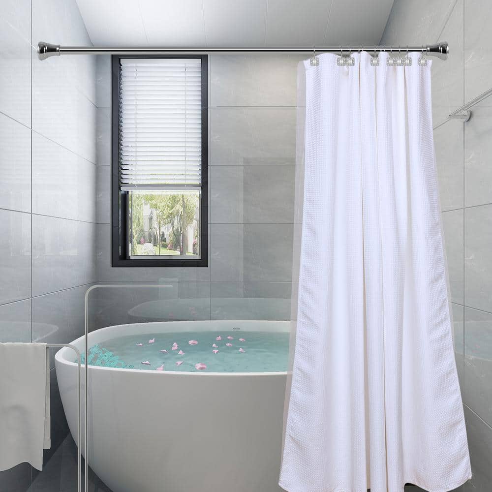 Chrome Double Shower Curtain Hooks with Crystal Design, Set of 12