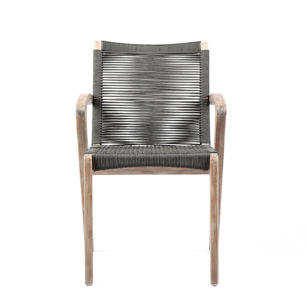 Light Eucalyptus and Concrete Outdoor Dining Set with Rope Chairs